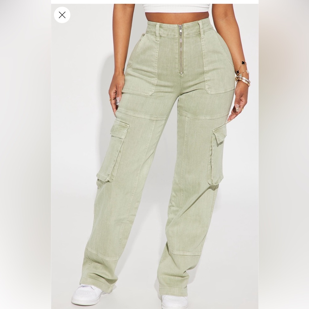 Women's Olive Cargo Jeans medium